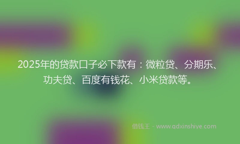 2025年的贷款口子必下款有：微粒贷、分期乐、功夫贷、百度有钱花、小米贷款等。