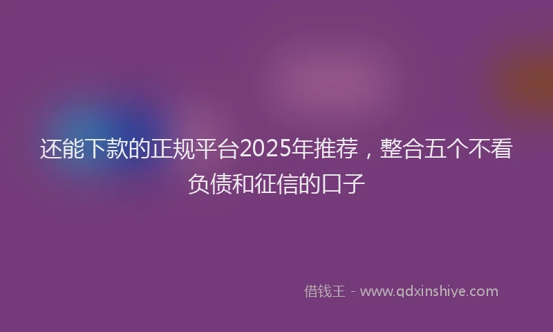 还能下款的正规平台2025年推荐，整合五个不看负债和征信的口子