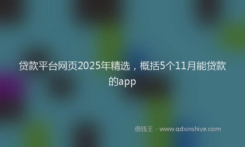 贷款平台网页2025年精选，概括5个11月能贷款的app