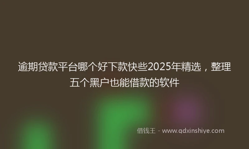 逾期贷款平台哪个好下款快些2025年精选，整理五个黑户也能借款的软件