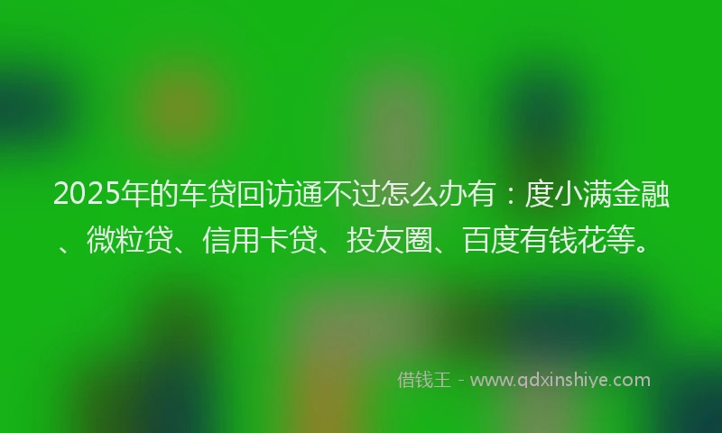 2025年的车贷回访通不过怎么办有：度小满金融、微粒贷、信用卡贷、投友圈、百度有钱花等。