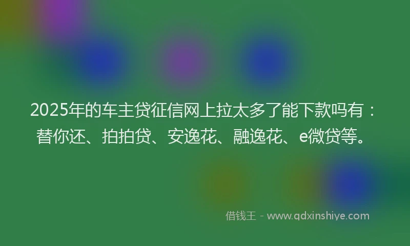 2025年的车主贷征信网上拉太多了能下款吗有：替你还、拍拍贷、安逸花、融逸花、e微贷等。