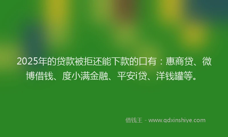 2025年的贷款被拒还能下款的口有：惠商贷、微博借钱、度小满金融、平安i贷、洋钱罐等。