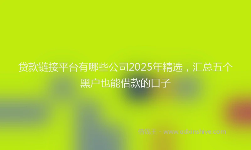 贷款链接平台有哪些公司2025年精选，汇总五个黑户也能借款的口子