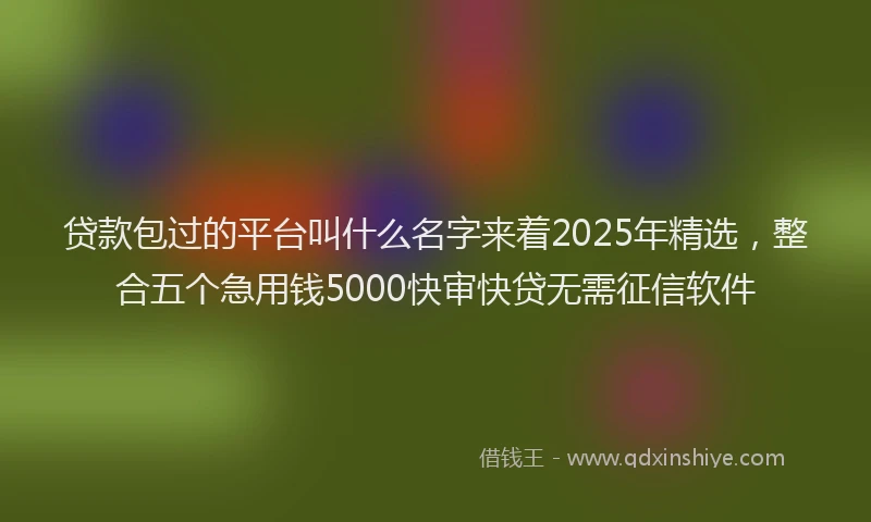 贷款包过的平台叫什么名字来着2025年精选，整合五个急用钱5000快审快贷无需征信软件