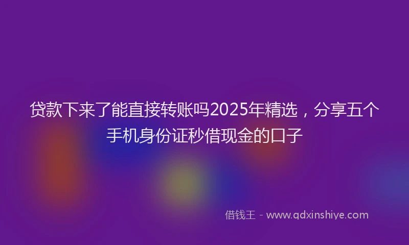 贷款下来了能直接转账吗2025年精选，分享五个手机身份证秒借现金的口子