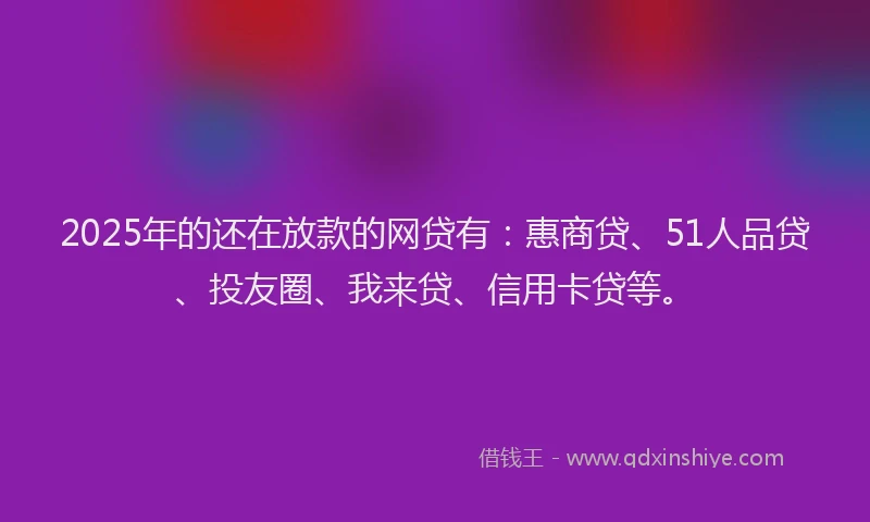 2025年的还在放款的网贷有：惠商贷、51人品贷、投友圈、我来贷、信用卡贷等。
