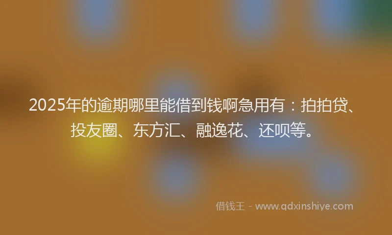 2025年的逾期哪里能借到钱啊急用有：拍拍贷、投友圈、东方汇、融逸花、还呗等。