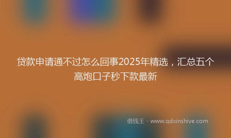 贷款申请通不过怎么回事2025年精选，汇总五个高炮口子秒下款最新