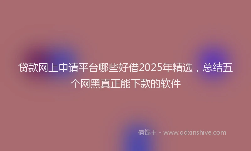 贷款网上申请平台哪些好借2025年精选，总结五个网黑真正能下款的软件