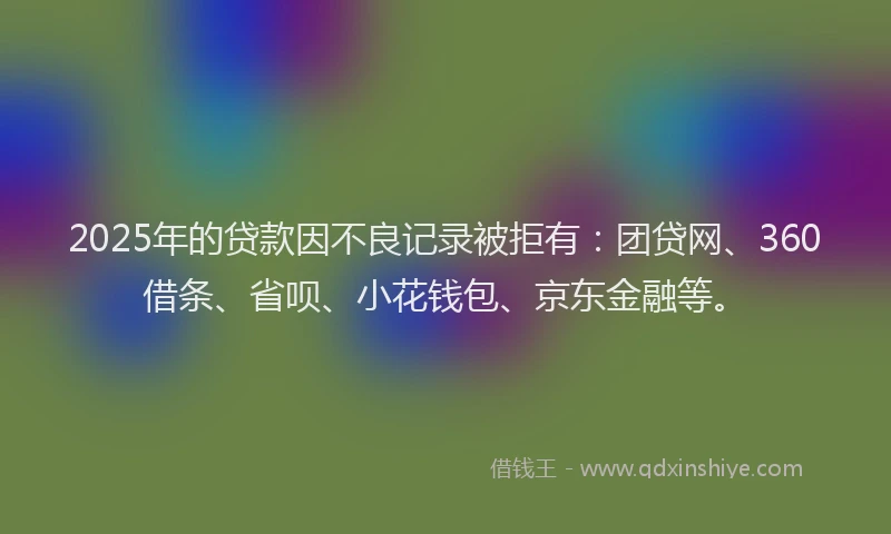 2025年的贷款因不良记录被拒有：团贷网、360借条、省呗、小花钱包、京东金融等。