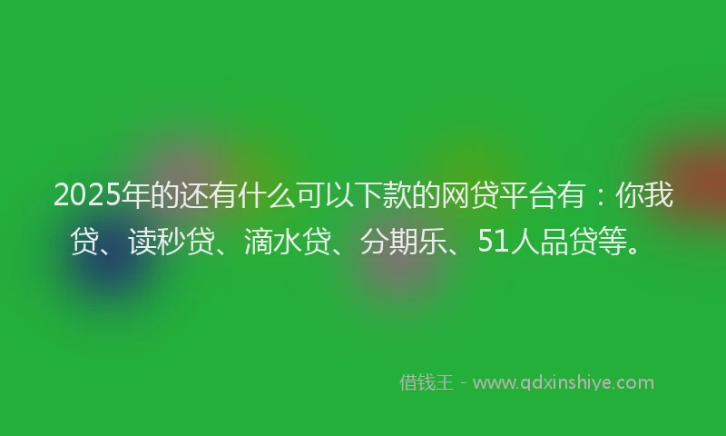 2025年的还有什么可以下款的网贷平台有：你我贷、读秒贷、滴水贷、分期乐、51人品贷等。