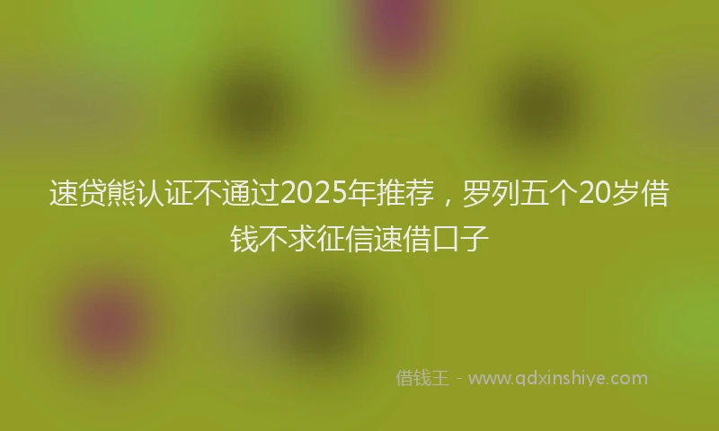 速贷熊认证不通过2025年推荐，罗列五个20岁借钱不求征信速借口子