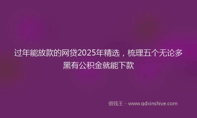 过年能放款的网贷2025年精选，梳理五个无论多黑有公积金就能下款