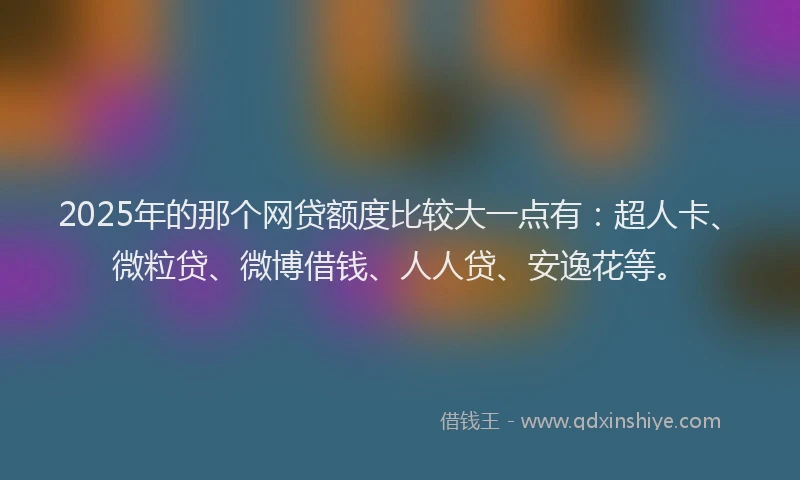 2025年的那个网贷额度比较大一点有：超人卡、微粒贷、微博借钱、人人贷、安逸花等。