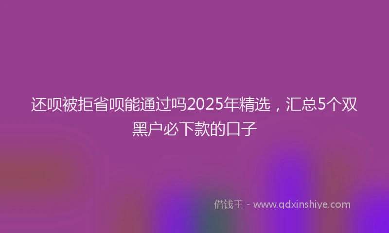 还呗被拒省呗能通过吗2025年精选，汇总5个双黑户必下款的口子