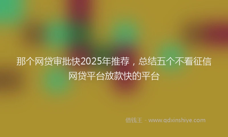 那个网贷审批快2025年推荐，总结五个不看征信网贷平台放款快的平台