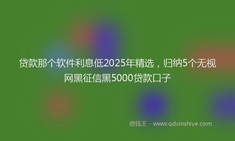 贷款那个软件利息低2025年精选，归纳5个无视网黑征信黑5000贷款口子
