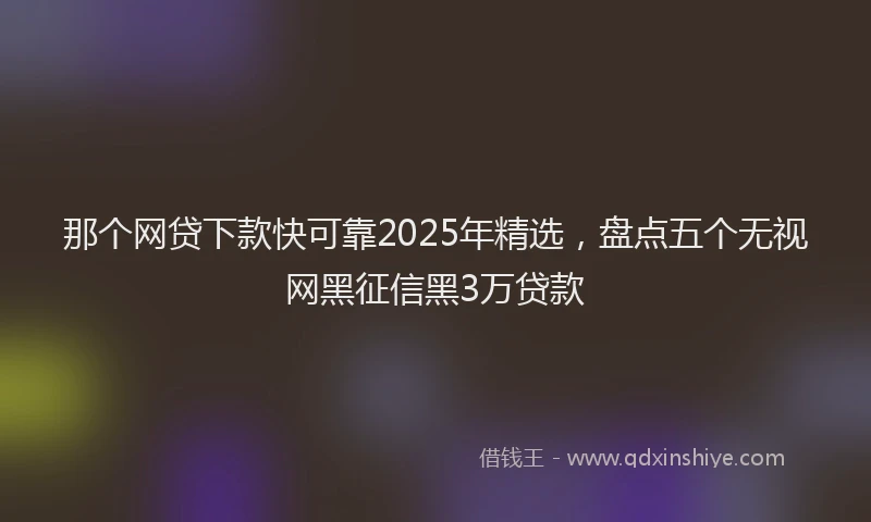 那个网贷下款快可靠2025年精选，盘点五个无视网黑征信黑3万贷款