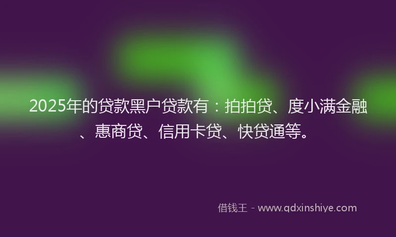2025年的贷款黑户贷款有：拍拍贷、度小满金融、惠商贷、信用卡贷、快贷通等。