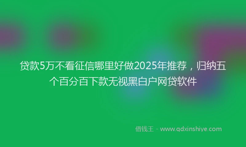 贷款5万不看征信哪里好做2025年推荐，归纳五个百分百下款无视黑白户网贷软件