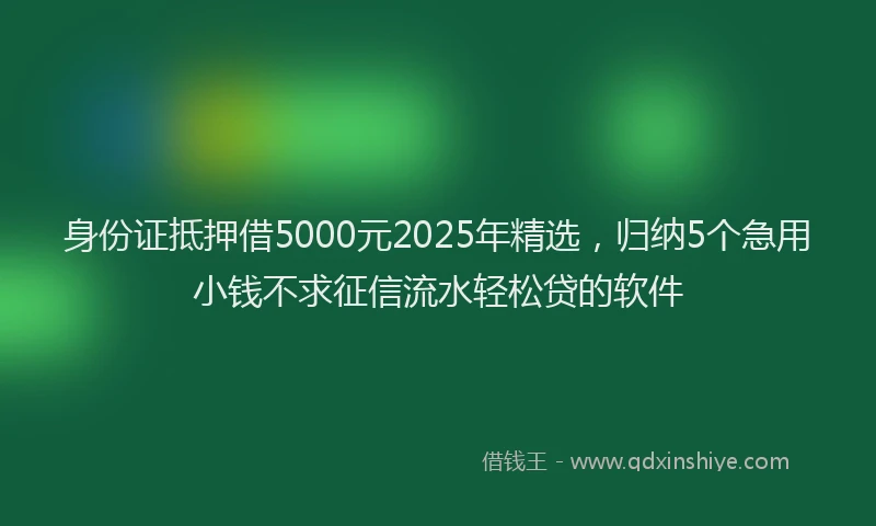 身份证抵押借5000元2025年精选，归纳5个急用小钱不求征信流水轻松贷的软件