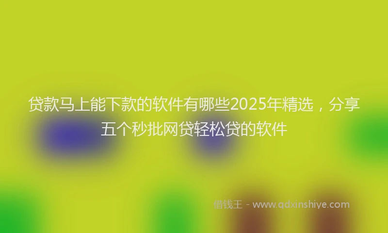 贷款马上能下款的软件有哪些2025年精选，分享五个秒批网贷轻松贷的软件