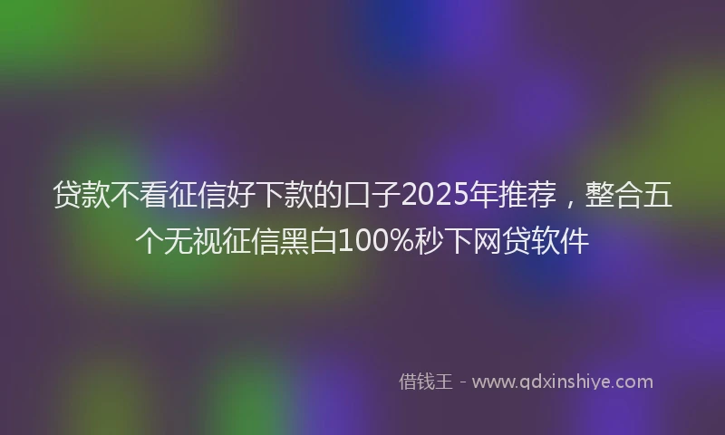贷款不看征信好下款的口子2025年推荐，整合五个无视征信黑白100%秒下网贷软件