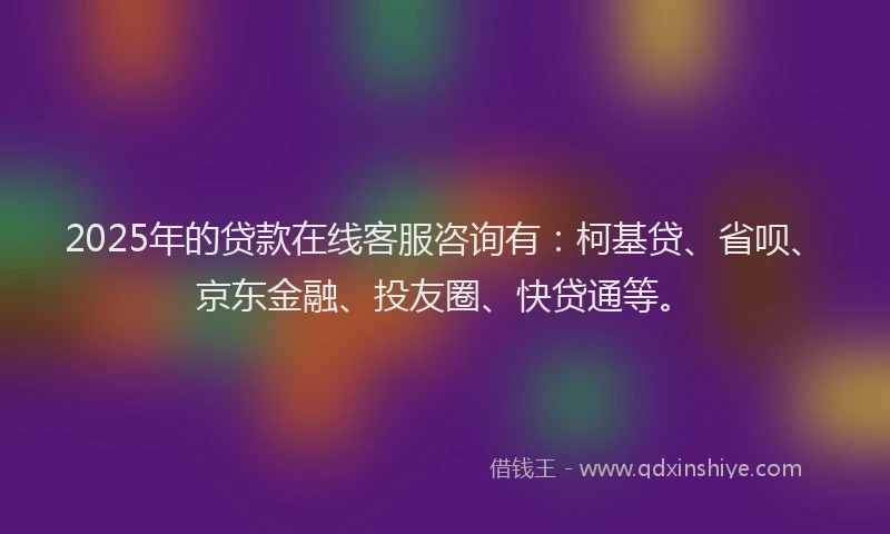 2025年的贷款在线客服咨询有：柯基贷、省呗、京东金融、投友圈、快贷通等。