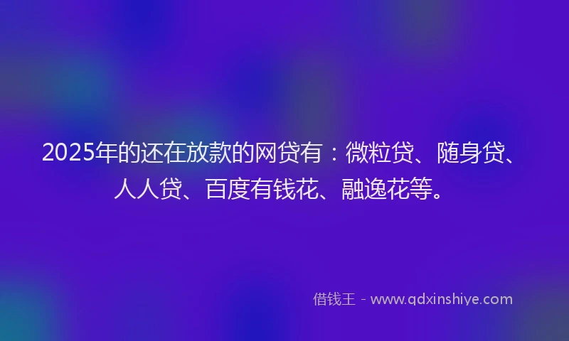 2025年的还在放款的网贷有：微粒贷、随身贷、人人贷、百度有钱花、融逸花等。