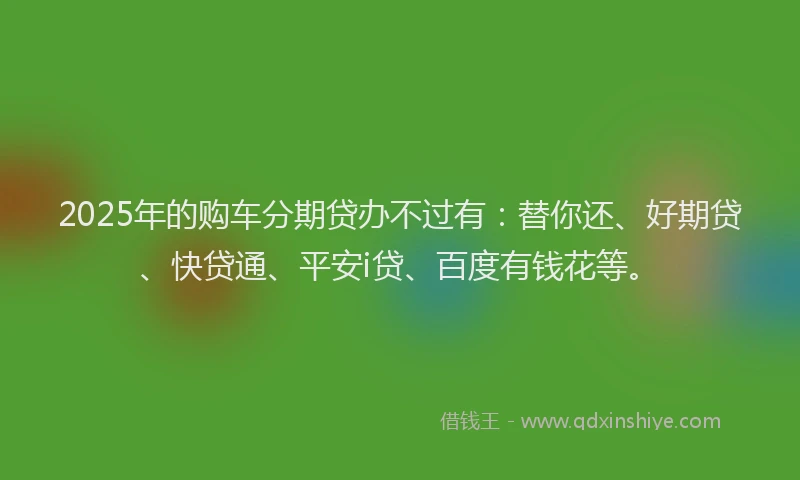 2025年的购车分期贷办不过有：替你还、好期贷、快贷通、平安i贷、百度有钱花等。