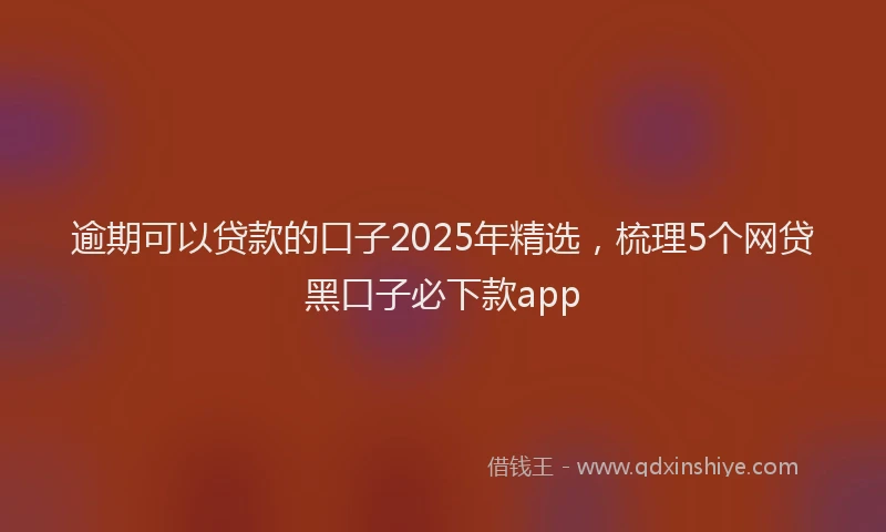 逾期可以贷款的口子2025年精选，梳理5个网贷黑口子必下款app