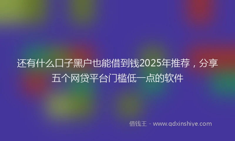 还有什么口子黑户也能借到钱2025年推荐，分享五个网贷平台门槛低一点的软件