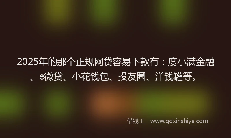 2025年的那个正规网贷容易下款有：度小满金融、e微贷、小花钱包、投友圈、洋钱罐等。