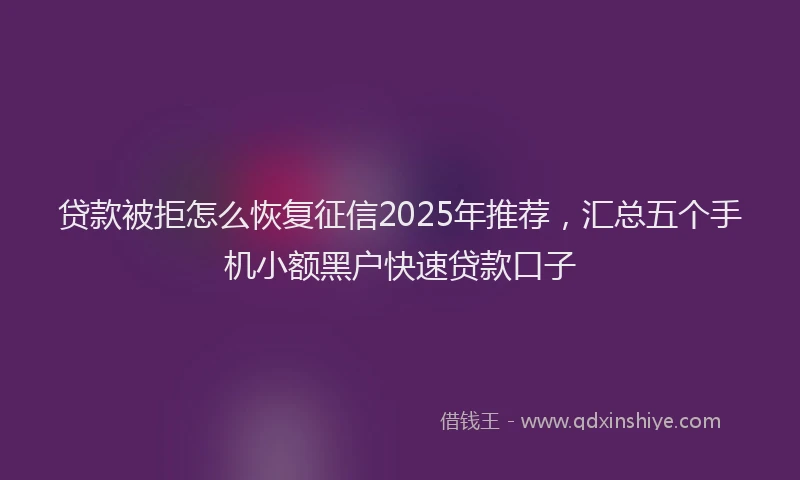 贷款被拒怎么恢复征信2025年推荐，汇总五个手机小额黑户快速贷款口子