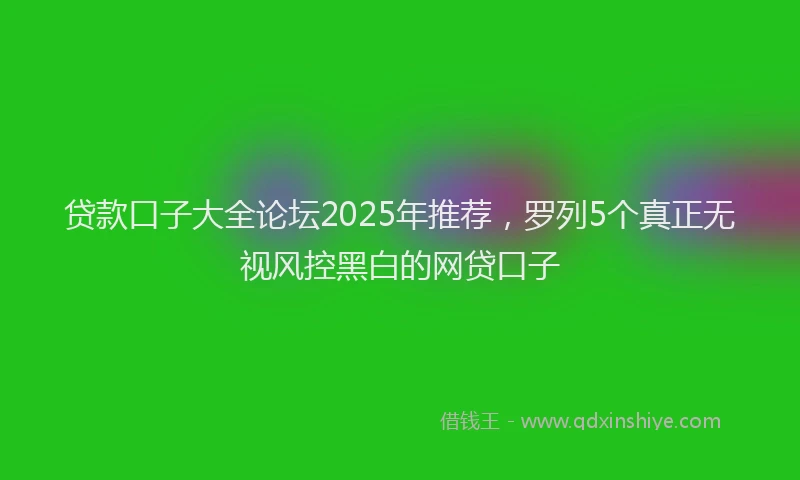 贷款口子大全论坛2025年推荐，罗列5个真正无视风控黑白的网贷口子