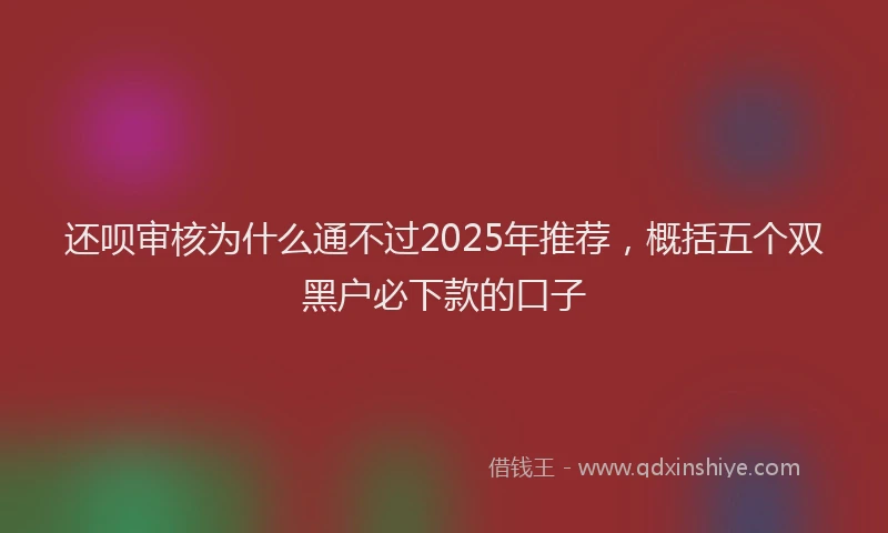 还呗审核为什么通不过2025年推荐，概括五个双黑户必下款的口子