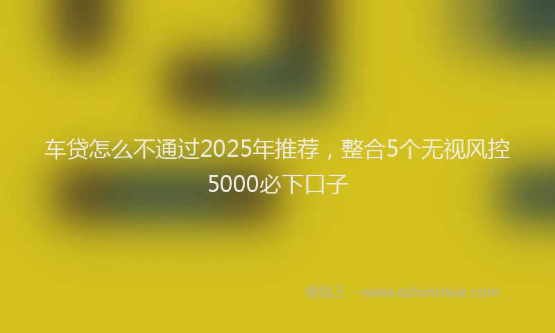 车贷怎么不通过2025年推荐，整合5个无视风控5000必下口子