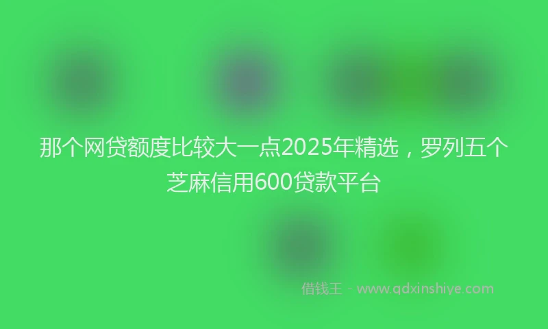 那个网贷额度比较大一点2025年精选，罗列五个芝麻信用600贷款平台