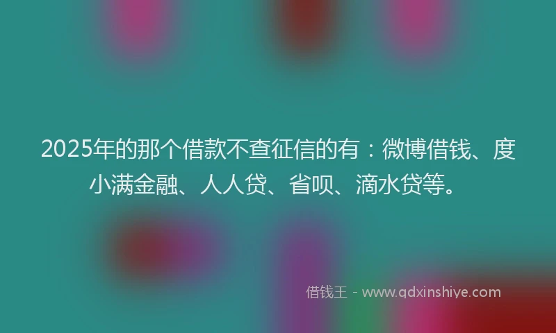 2025年的那个借款不查征信的有：微博借钱、度小满金融、人人贷、省呗、滴水贷等。