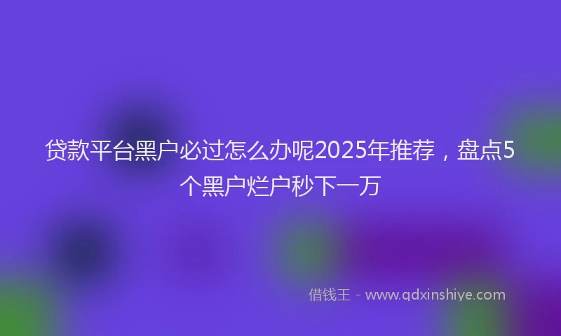 贷款平台黑户必过怎么办呢2025年推荐，盘点5个黑户烂户秒下一万