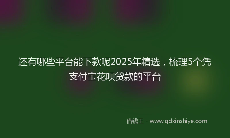 还有哪些平台能下款呢2025年精选，梳理5个凭支付宝花呗贷款的平台