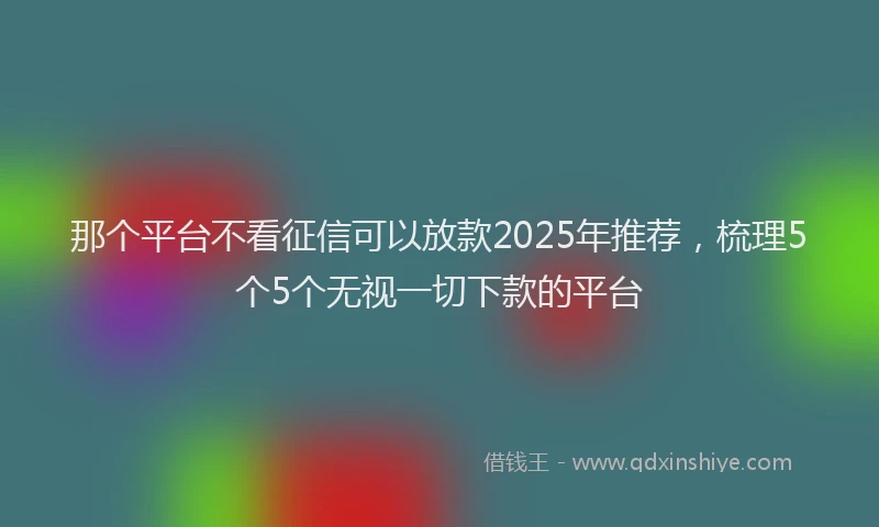 那个平台不看征信可以放款2025年推荐，梳理5个5个无视一切下款的平台