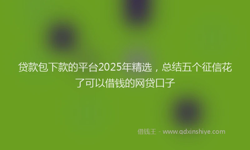 贷款包下款的平台2025年精选，总结五个征信花了可以借钱的网贷口子