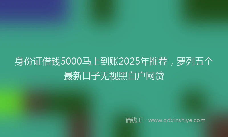 身份证借钱5000马上到账2025年推荐，罗列五个最新口子无视黑白户网贷