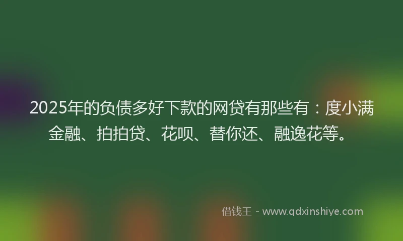 2025年的负债多好下款的网贷有那些有：度小满金融、拍拍贷、花呗、替你还、融逸花等。