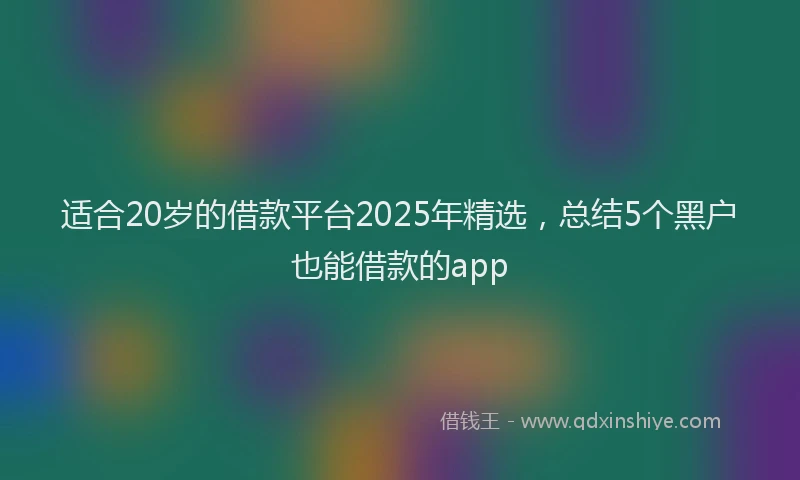 适合20岁的借款平台2025年精选，总结5个黑户也能借款的app