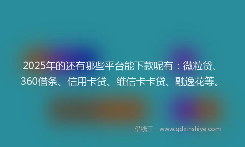 2025年的还有哪些平台能下款呢有：微粒贷、360借条、信用卡贷、维信卡卡贷、融逸花等。