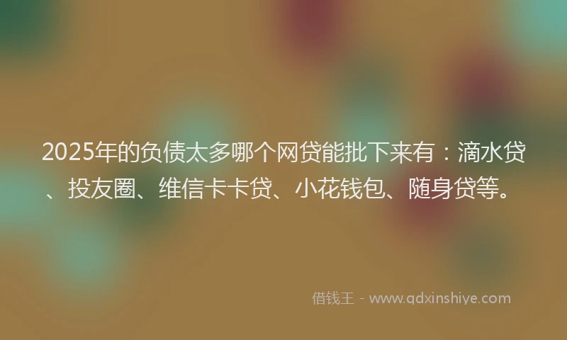 2025年的负债太多哪个网贷能批下来有：滴水贷、投友圈、维信卡卡贷、小花钱包、随身贷等。