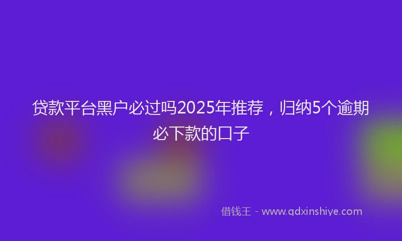 贷款平台黑户必过吗2025年推荐，归纳5个逾期必下款的口子